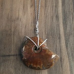 Fossilized Semi-Precious Stone 925 Necklace